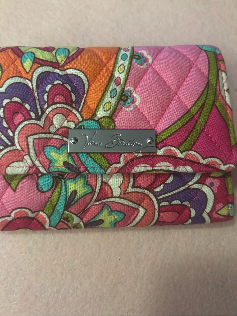Vera Bradley Quilted Floral Turn Lock Wallet Pink Multicolor